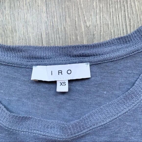 IRO Clay Distressed Tee T-Shirt Blue Grey short sleeve crew neck Size XS - Picture 6 of 13
